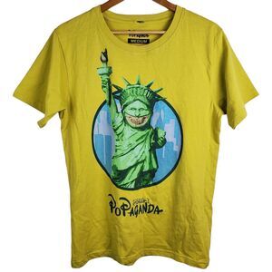 Popaganda Ron English Liberty Grin Statue Yellow Graphic T-Shirt Sz M